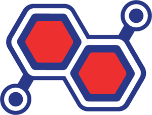 Troy Chemical brand mark featuring red connecting molecules with a white and blue outline.