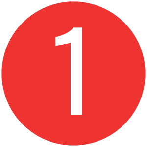 White number one in a red circle