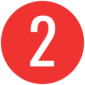 White number two in a red circle