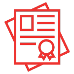 certificate document icon in red