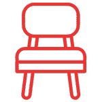 red chair icon representing furniture industry