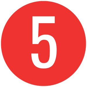 red circle icon with a white number 5 in the middle