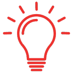 red lightbulb icon representing electrical industry
